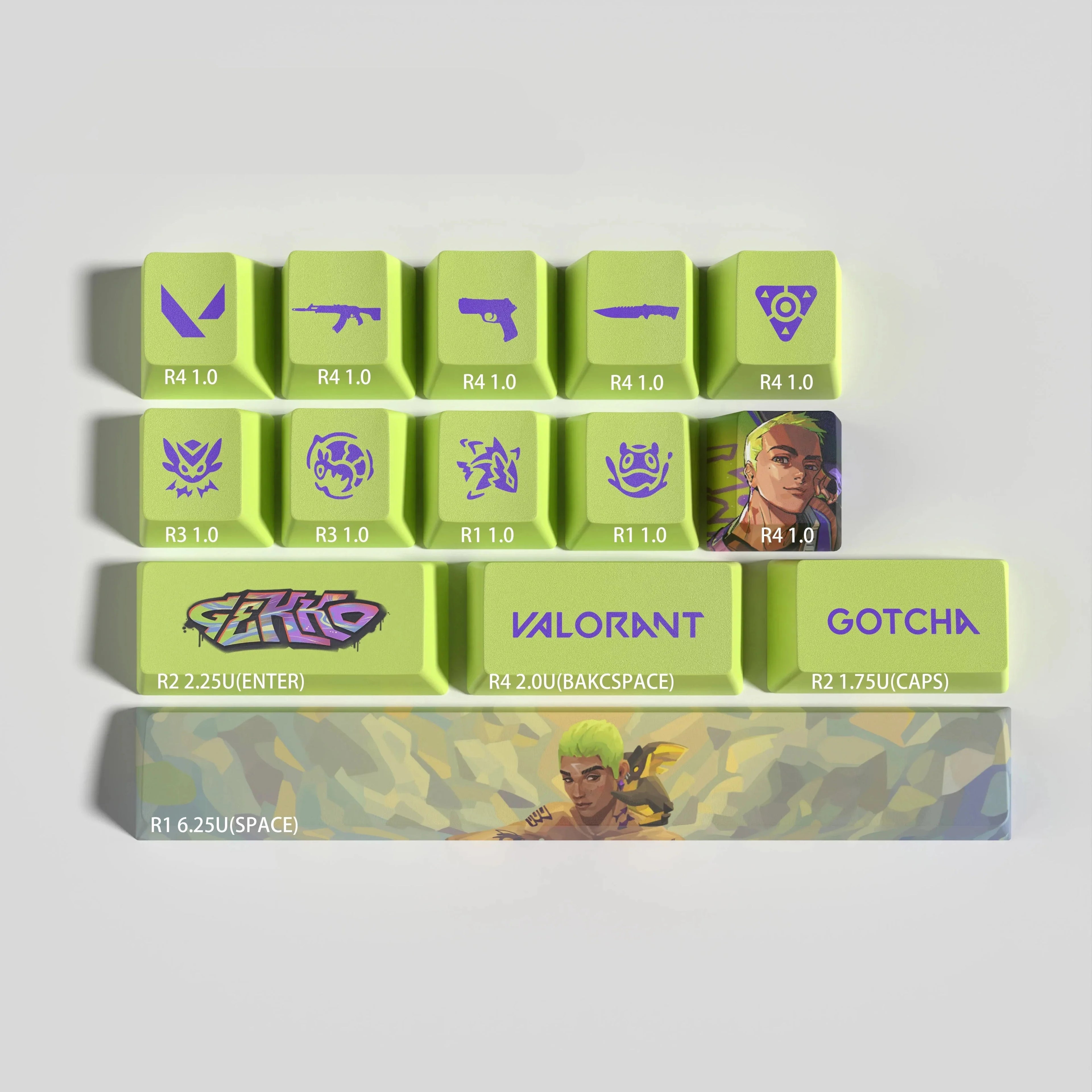 VALORANT DESIGNT GEKKO 14 KEYCAPS
