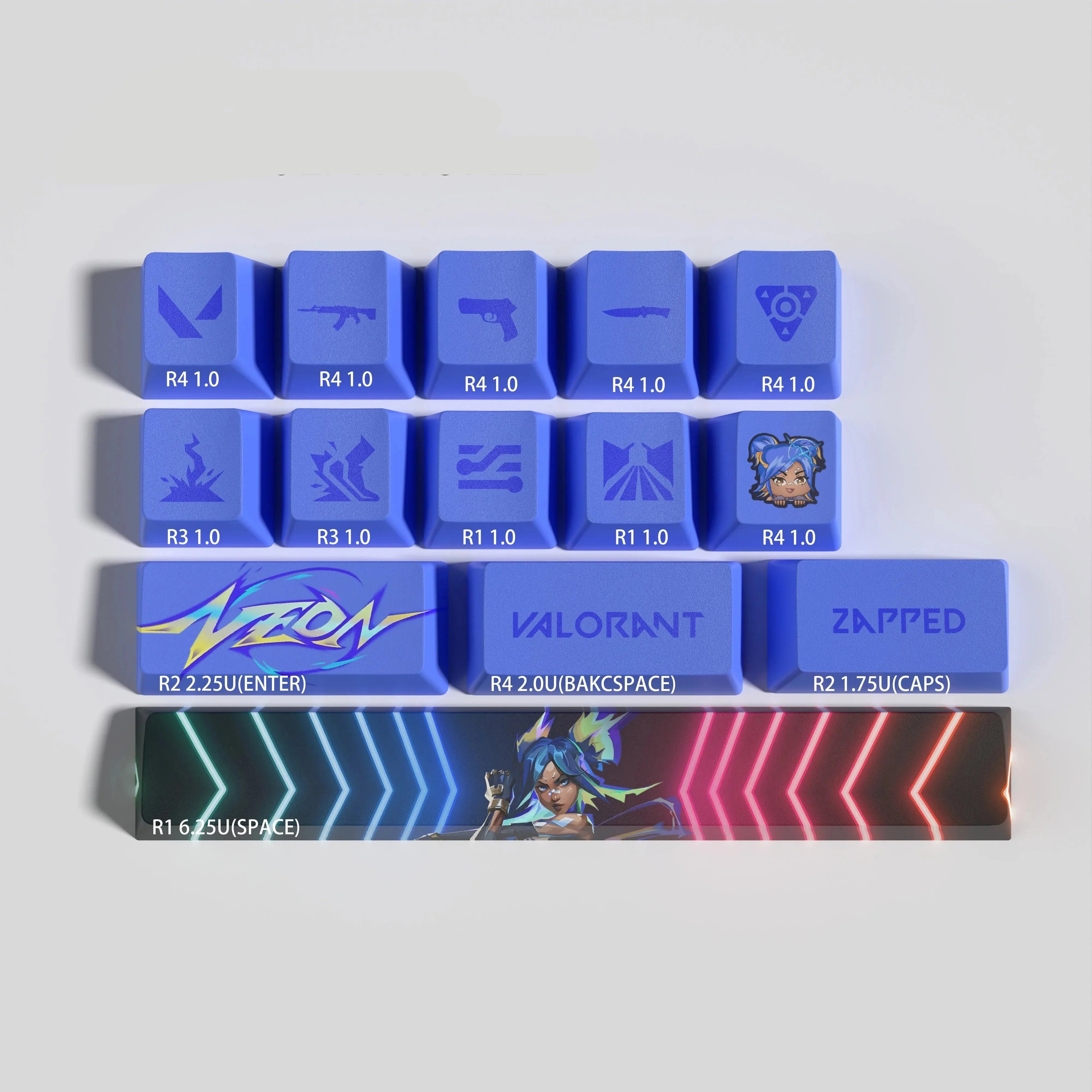 VALORANT DESIGNT NEON 14 KEYCAPS